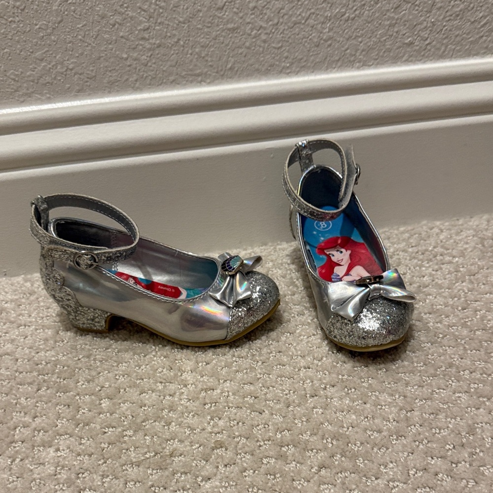Disney Silver Glitter Shoes with Bow